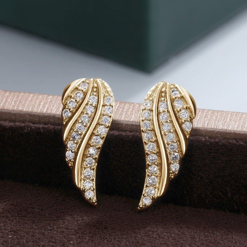 Aretes Modernos Pave de Hojas | Oro