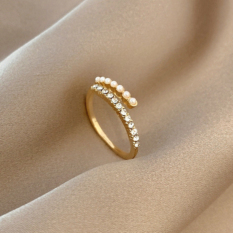 Anillo Abierto Virelle Perla Cristal | Oro