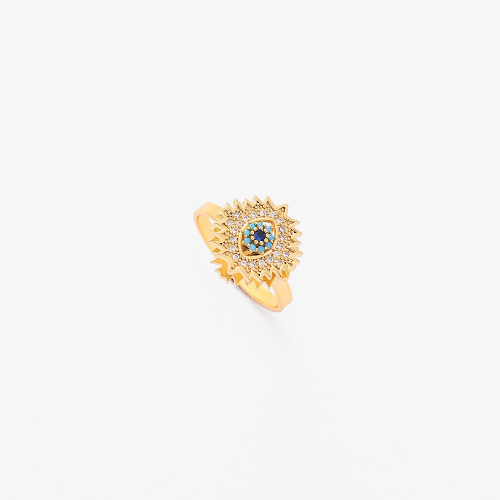 Anillo Giratorio Zafiro Ráfaga de Sol | Oro
