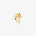 Anillo Giratorio Hoja Esmeralda Flor | Oro