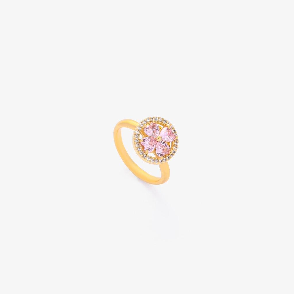 Anillo Giratorio Floración Corazón Rosa | Oro