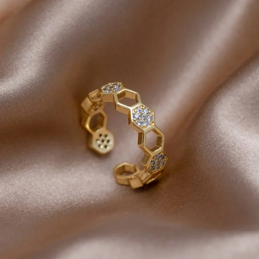 Anillo Panal de Cristales | Oro