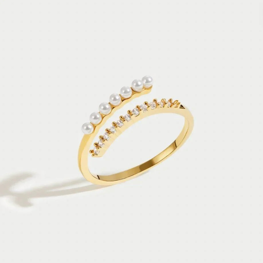 Anillo Abierto Virelle Perla Cristal | Oro